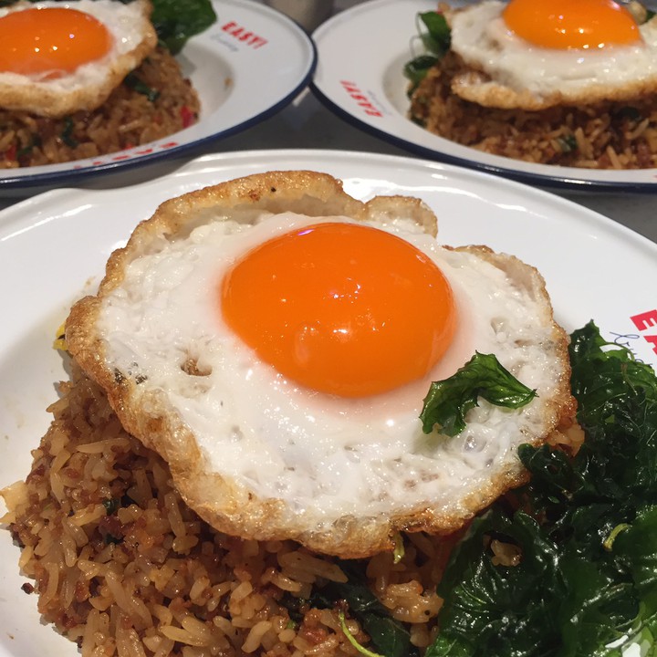 Basil fried rice with fried egg