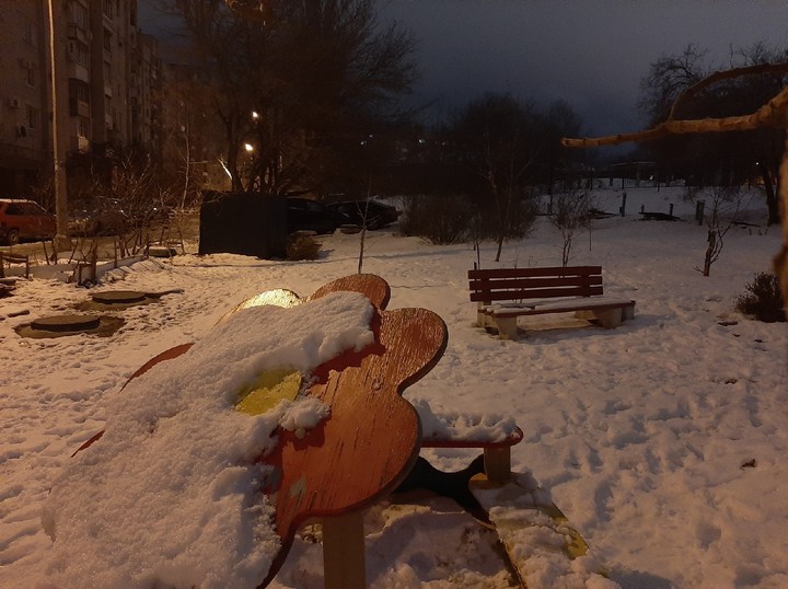 A yard after snow