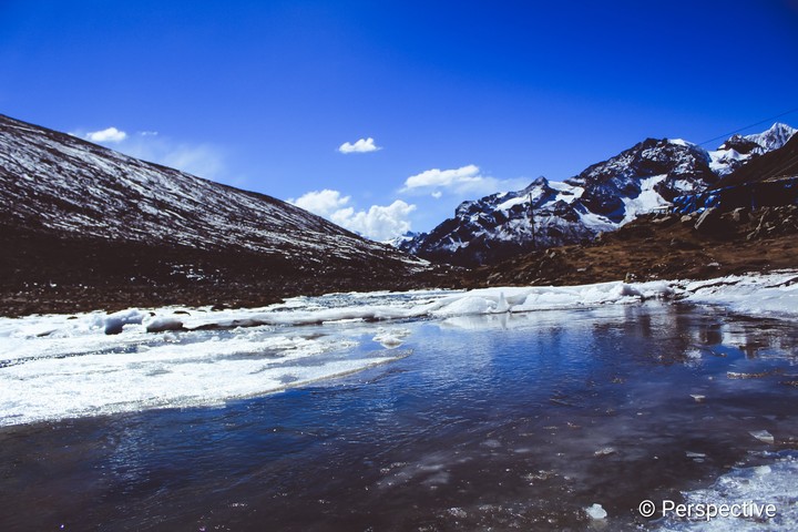 Frozen mountain river