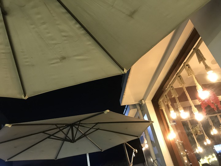 under the umbrella