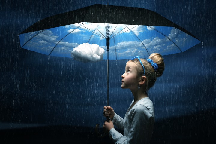 girl rain umbrella