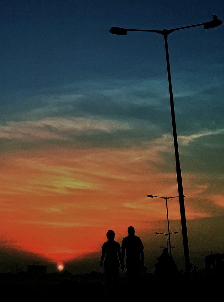 beautiful couple going to morning work