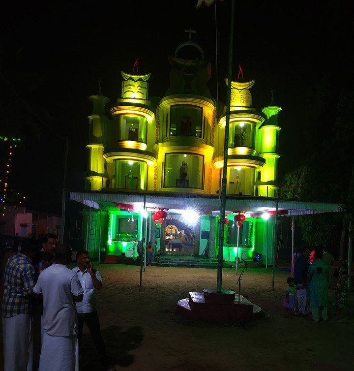 Church in kerala shining at night