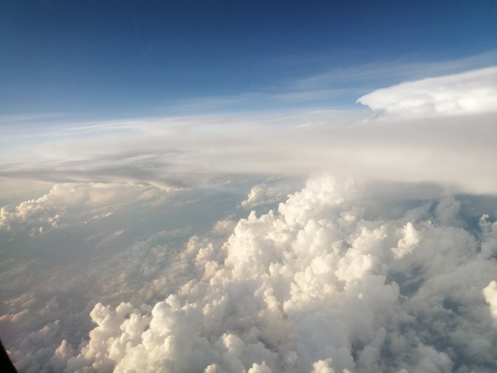 Flying over Pacific sea