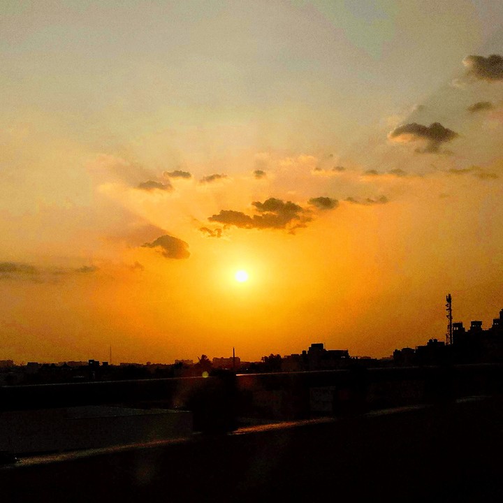 Sunset on a cement city