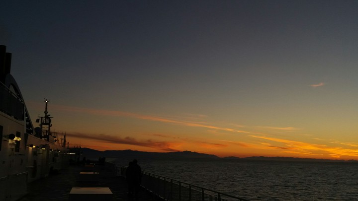 Sunset on a ferry