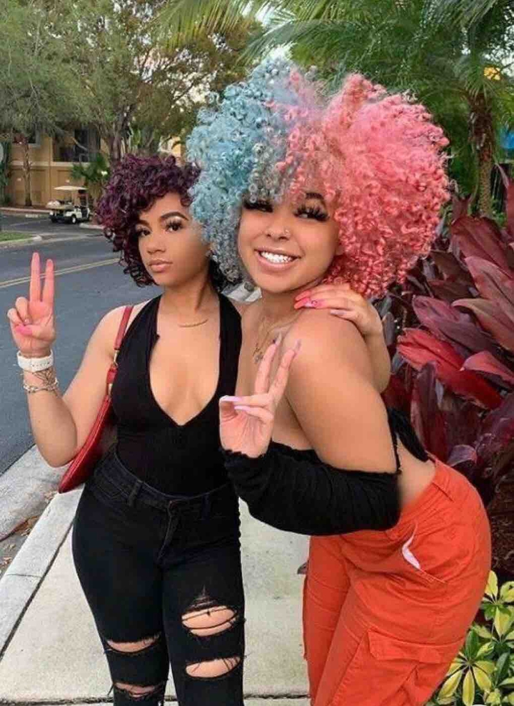 Two black women curls hair
