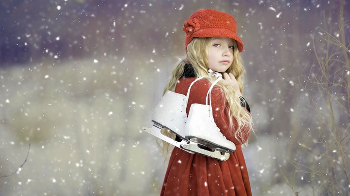 Cute Girl Ice Skates 4K