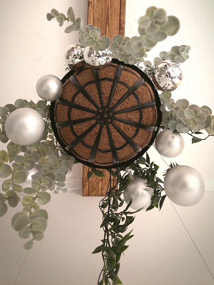 christmas balls in the air