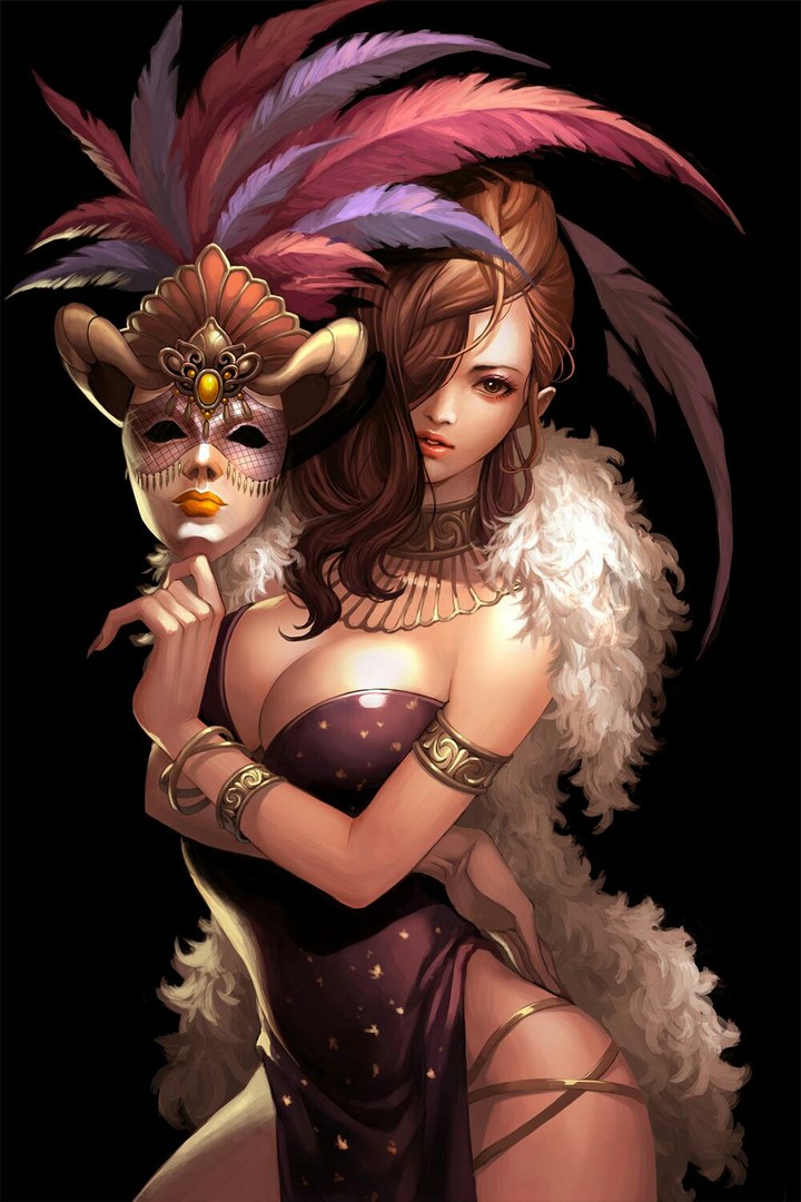 a girl with a mask in her hand