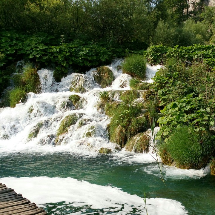 lake and waterfall