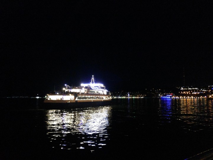 Baku. Night. Kaspian sea.