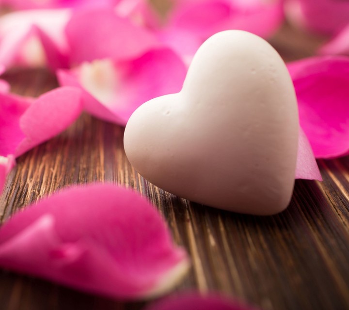 Pink heart and petals