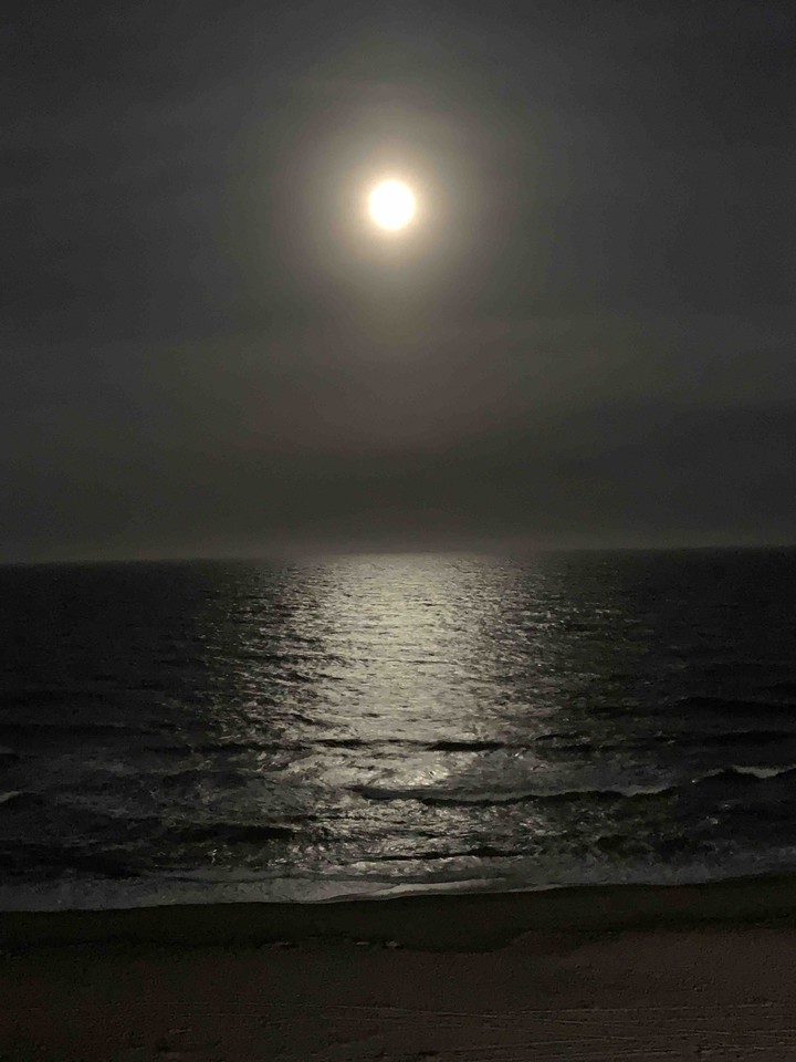 Moon rising over the Atlantic Ocean in Ocean City, MD