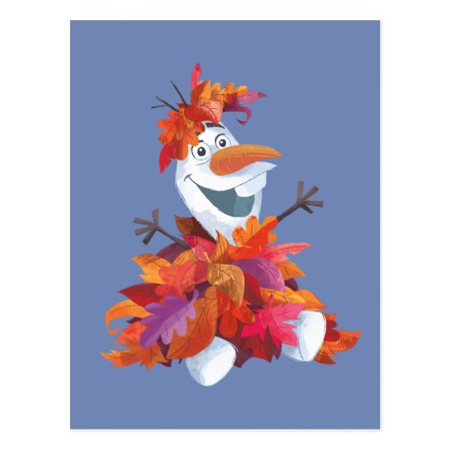 OLAF COVERED IN AUTUMN LEAVES