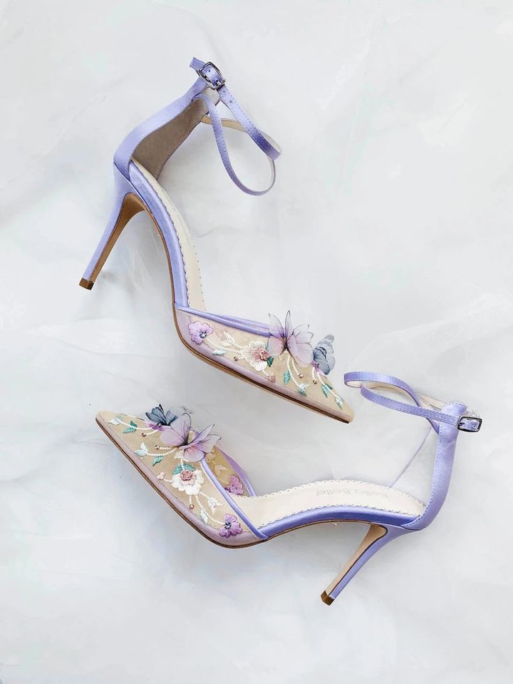 Embroided Purple Heels