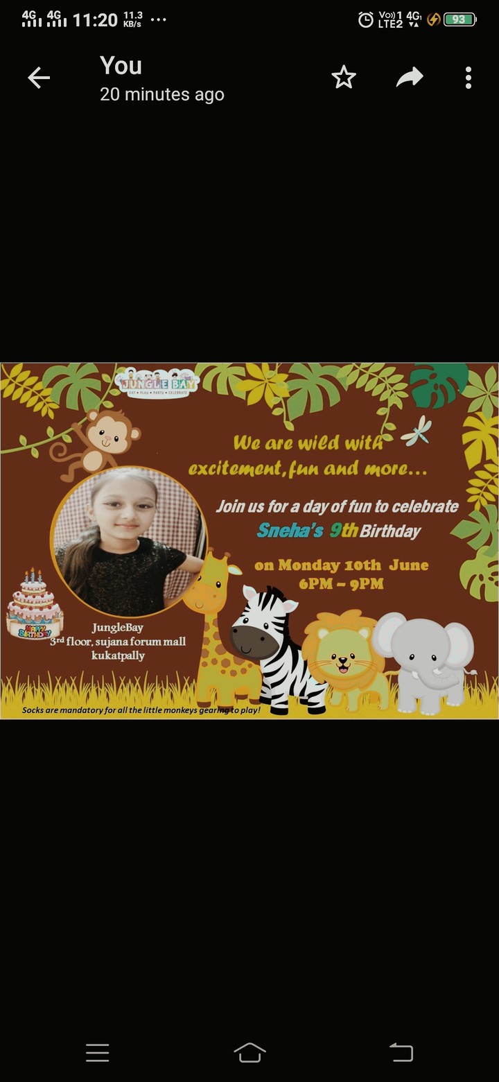 Sneha's 9 th birthday.