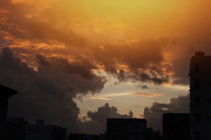 cloudy with sunset