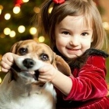 cute girl with his dog
