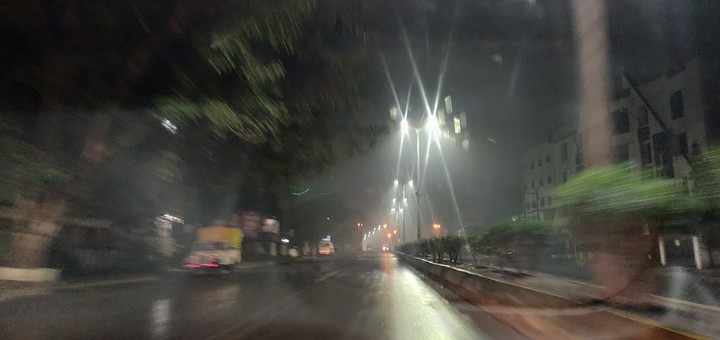 rainy street light