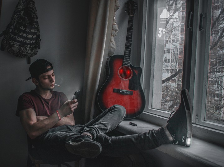 light and guitar