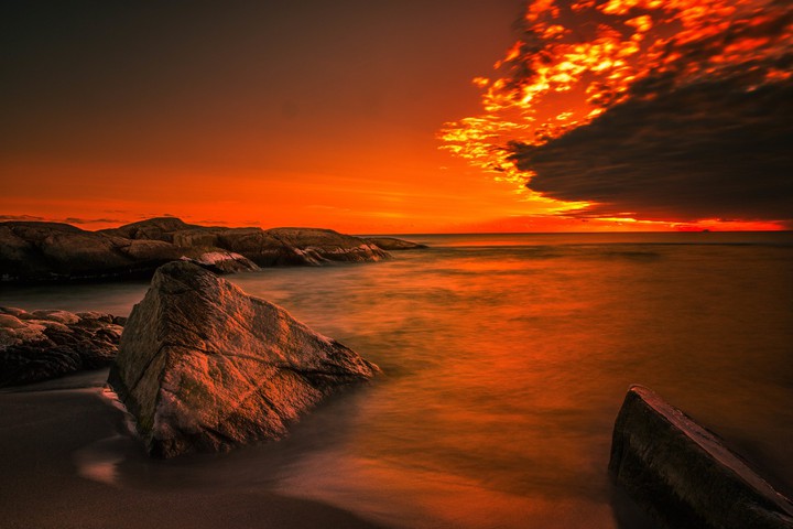 Fantastic Orange Sunrise at the Ocean