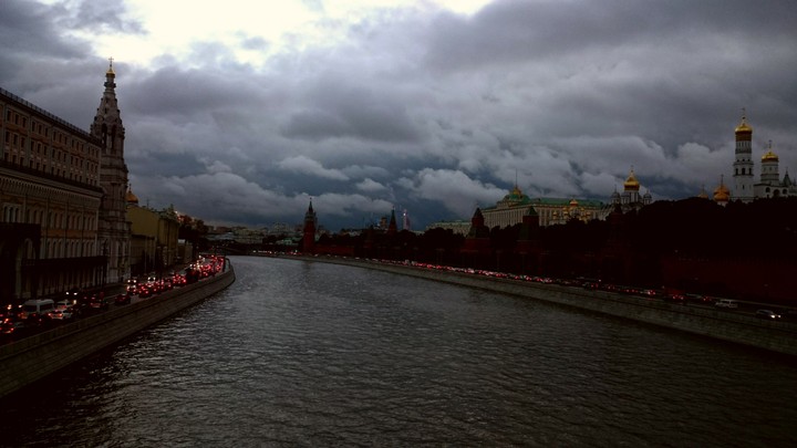 Moscow city center before rain