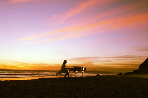 pianist Yoshiki － beach at sunset