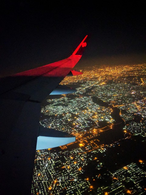 fly over concrete jungle