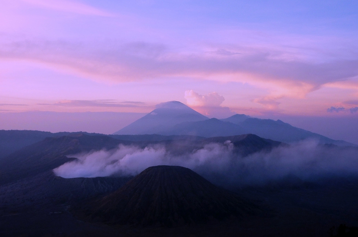 mountain and clouds