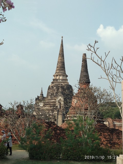 stupas in the sunset