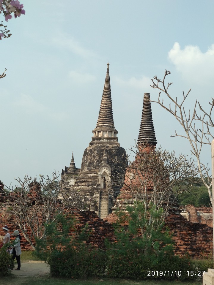 stupas in the sunset