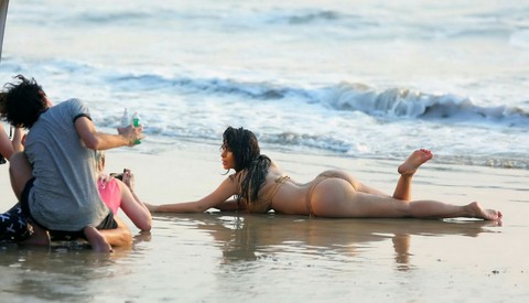 Kim Kardashian Beach Modeling