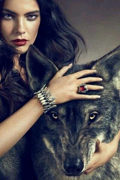 Woman and wolf