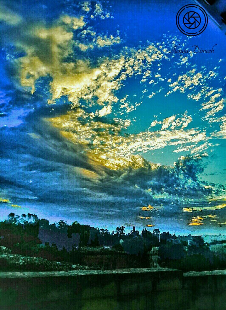 paint strokes on the blue canvas