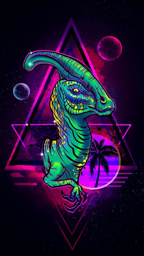 обои neon, dinosaur