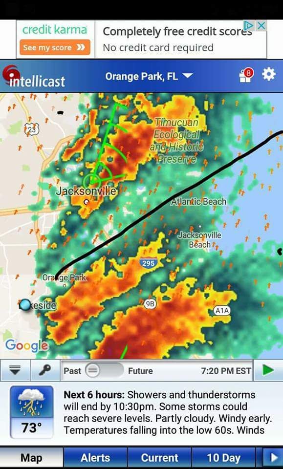 The line was a reference between me (blue dot) and tornado